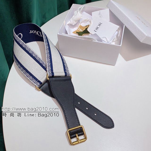Dior女士腰帶 迪奧Christian Dior刺繡帆布皮帶  jjp1971